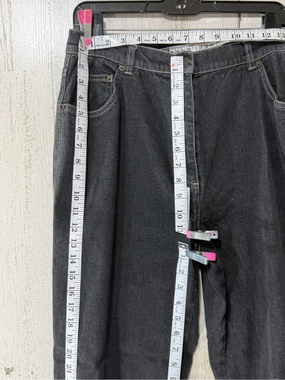 Vintage Black High Rise Loosefit Mom 
Jeans Black with Floral Embroidery - Picture 6 of 13
